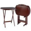 Hivvago 5-pc Oversize Snack Table Set Walnut