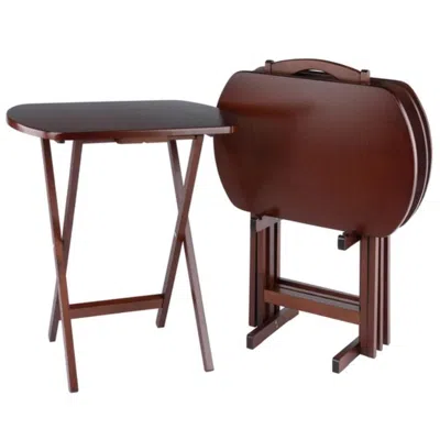 Hivvago 5-pc Oversize Snack Table Set Walnut In Brown