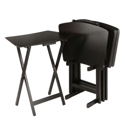 Hivvago 5-pc Snack Table Set Coffee In Black
