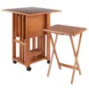 Hivvago 5-pc Snack Table Set Drop Leaf Top Teak