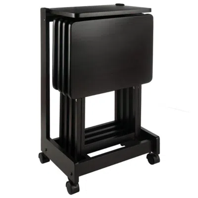 Hivvago 5-pc Snack Table Set Flip Top Coffee In Black
