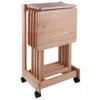 Hivvago 5-pc Snack Table Set Flip Top Natural