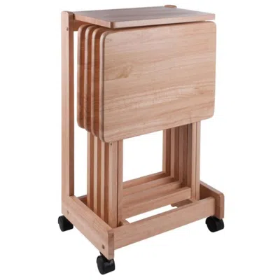 Hivvago 5-pc Snack Table Set Flip Top Natural In Neutral