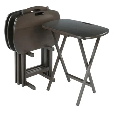 Hivvago 5-pc Snack Table Set Oyster Gray In Brown