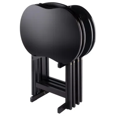 Hivvago 5-pc Snack Table Set Peanut Top Espresso In Black