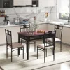 Hivvago 5 Pcs Dining Set Wood Metal Table And 4 Chairs With Cushions
