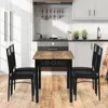 Hivvago 5 Pcs Dining Set Wood Metal Table And 4 Chairs With Cushions-black
