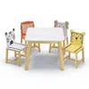 Hivvago 5 Pcs Solid Wood Kiddie Dining And Playing Table And Chair Set - White In Multi