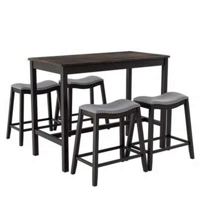 Hivvago 5-piece Dining Set With 4 Upholstered Stools