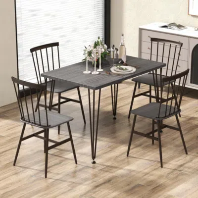 Hivvago 5-piece Dining Table Set For 4 With 360â° Swivel Feet For Small Place-grey Oak