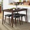 Hivvago 5 Piece Dining Table Set For 4 With 4 Upholstered Stools And Rubber Wood Legs-brown