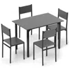 Hivvago 5 Piece Dining Table Set Industrial Style Kitchen Table And Chairs For 4-grey