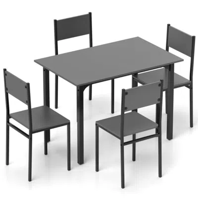 Hivvago 5 Piece Dining Table Set Industrial Style Kitchen Table And Chairs For 4-grey In Gray