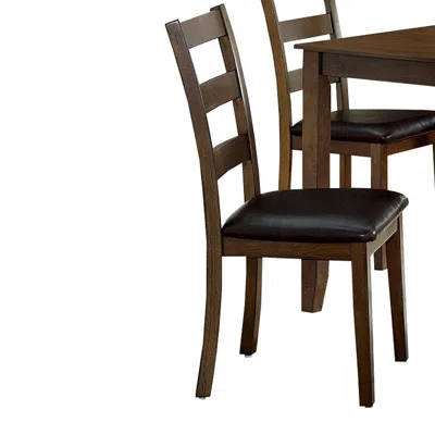 Hivvago 5 Piece Dining Table Set With Leatherette Seating, Brown