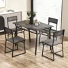 Hivvago 5 Piece Dining Table Set With Storage Rack And Metal Frame-gray