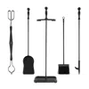 Hivvago 5-piece Fireplace Tool Set With Tong Brush Shovel Poker Stand-black