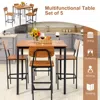 Hivvago 5-piece Industrial Dining Table Set With Counter Height Table And 4 Bar Stools-walnut