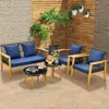 Hivvago 5 Piece Outdoor Conversation Set With 2 Coffee Tables For Backyard Poolside-navy