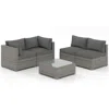 Hivvago 5-piece Outdoor Patio Sectional Sofa Couch And Glass Coffee Table With Cushions