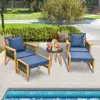 Hivvago 5 Piece Patio Furniture Set With Coffee Table And 2 Ottomans-navy