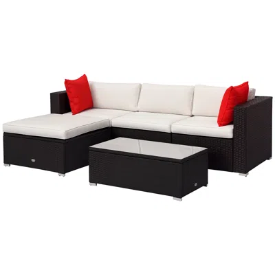 Hivvago 5-piece Patio Furniture Set With Cushions & Glass Coffee Table In Black