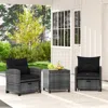 Hivvago 5 Piece Patio Rattan Furniture With 2 Ottomans And Tempered Glass Coffee Table-navy