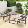 Hivvago 5 Piece Rattan Counter Set With 4 Stools And Polywood Bar Table-brown