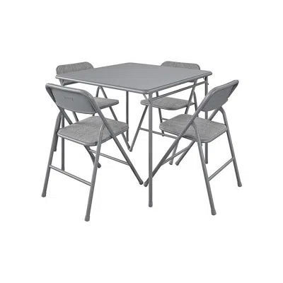 Hivvago 5-piece Square Folding Dining Table With 4 Chairs Guest Set In Gray