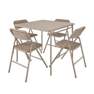 Hivvago 5-piece Square Folding Dining Table With 4 Chairs Guest Set Game Table - Beige In Brown