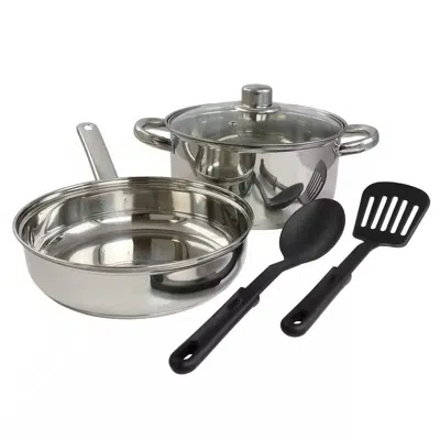 Hivvago 5-piece Stainless Steel Cookware Set With 4-qt. Dutch Oven Saucepan And Spatula In Silver