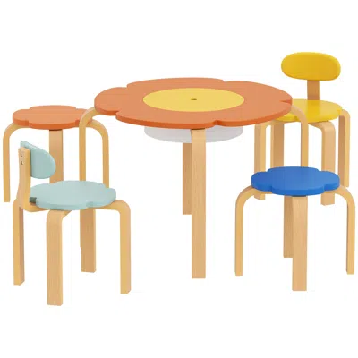 Hivvago 5-piece Toddler Table And Chair Set With Organizer