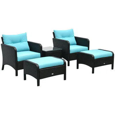 Hivvago 5-piece Wicker Outdoor Furniture Set For Patio Or Garden In Black