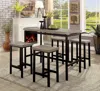 Hivvago 5 Piece Wooden Counter Height Table Set In Natural Brown And Black
