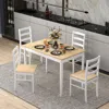Hivvago 5-piece Wooden Dining Set With Rectangular Table And 4 Chairs-natural