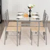 Hivvago 5 Pieces Dining Set Glass Table And 4 Chairs
