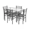 Hivvago 5 Pieces Dining Set With Tempered Glass Top Table And 4 Upholstered Chairs