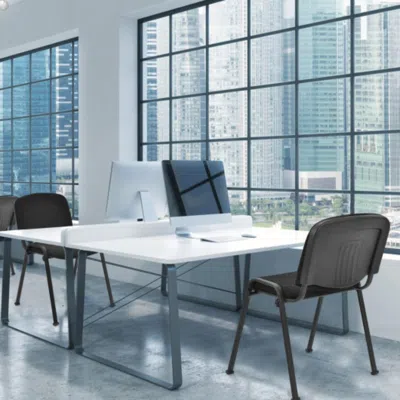 Hivvago 5 Pieces Elegant Conference Office Chair Set For Guest Reception-set Of 5 In White