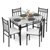 Hivvago 5 Pieces Faux Marble Dining Set Table With Solid Steel Frame