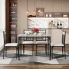 Hivvago 5 Pieces Faux Marble Dining Set Table With Solid Steel Frame