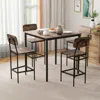 Hivvago 5 Pieces Industrial Dining Table Set With Counter Height Table And 4 Bar Stools-coffee