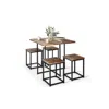 Hivvago 5 Pieces Metal Frame Dining Set With Compact Dining Table And 4 Stools -walnut