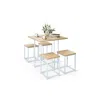 Hivvago 5 Pieces Metal Frame Dining Set With Compact Dining Table And 4 Stools-natural