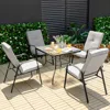 Hivvago 5 Pieces Outdoor Dining Set With 4 Stackable Chair And High-back Cushions