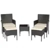Hivvago 5 Pieces Outdoor Wicker Sofa Set With Coffee Table And 2 Ottomans