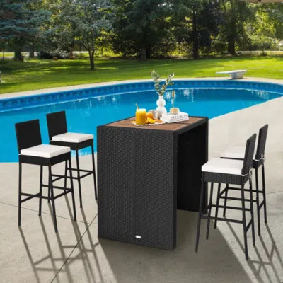 Hivvago 5 Pieces Patio Acacia Wood Dining Set In Black