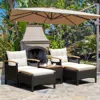 Hivvago 5 Pieces Patio Conversation Set With Cushions Coffee Table And 2 Ottomans