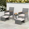Hivvago 5 Pieces Patio Conversation Set With Soft Cushions And Ottomans-beige