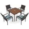 Hivvago 5 Pieces Patio Dining Set 4 Cushioned Rattan Armchairs And Square Table