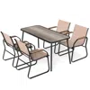 Hivvago 5 Pieces Patio Dining Set With Rectangular Table And Fabric Chairs-brown In Neutral