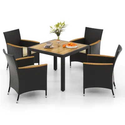 Hivvago 5 Pieces Patio Dining Table Set For 4 With Umbrella Hole In Black